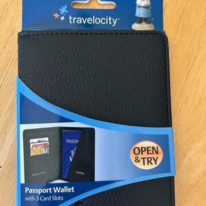 Travelocity Black Passport Holder with Card Slots